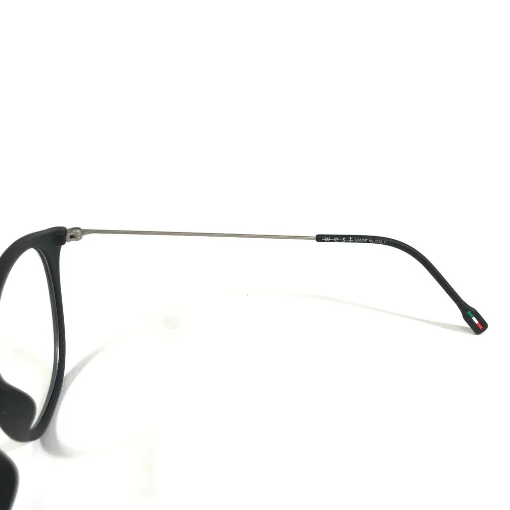 West Italy 99929 C.1 Eyeglasses Frames Black Silver Round Full Rim 49-18-145
